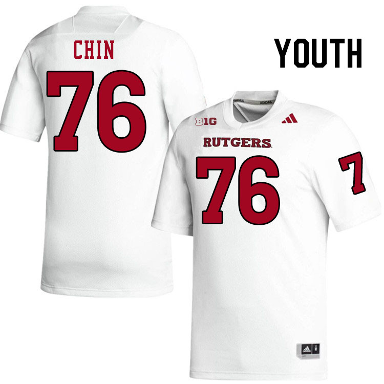 Youth #76 Dantae Chin Rutgers Scarlet Knights 2024 College Football Jerseys Stitched-White